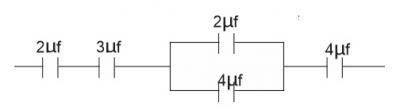 The resultant capacitance in the figure above is
