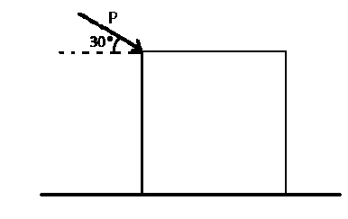 A 400 N box is being pushed across a level floor at a constant speed by a force P of 100 N at an angle of 30.0° to the horizontal, as shown in the the diagram below. What is the coefficient of kinetic friction between the box and the floor?
 
