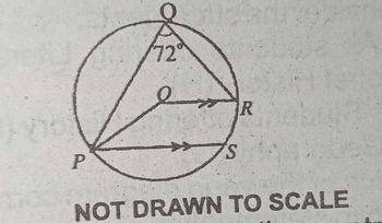 In the diagram, O is the centre of the circle PQRS, ∠PQR = 72° and OR is parallel to PS. Find ∠ OPS.
