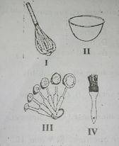 The appropriate utensil for 'egg wash' is labelled
