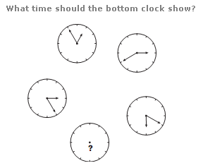 What time should the bottom clock show?
