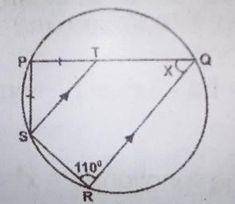 In the figure above, PQRS is a circle with ST//RQ. Find the value of x PT = PS.
