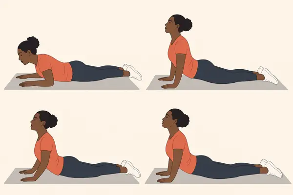 Cobra stretch exercise to open the spine and relieve lumbar tension