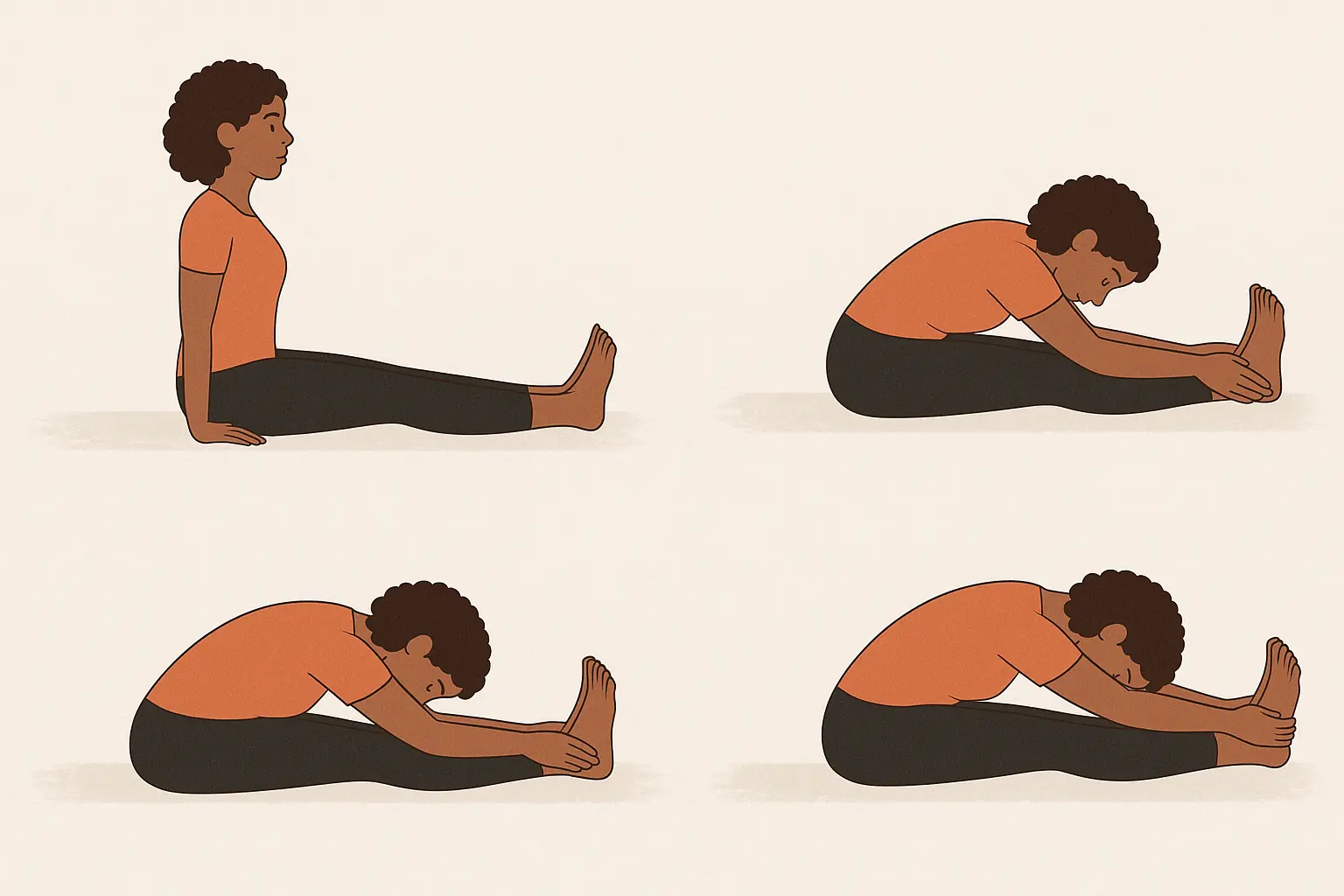 Seated forward exercise to stretch the spine and hamstrings