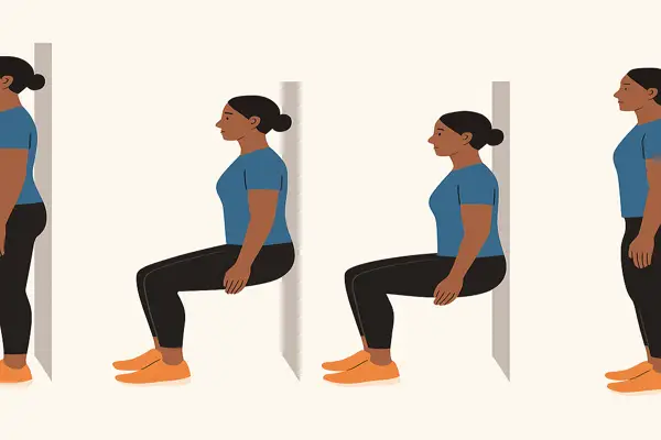Wall sits to support yourspine and build endurance